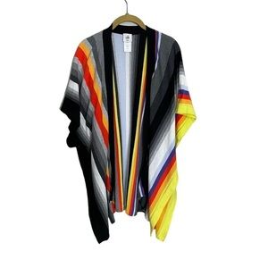 CAbi Multicolor Striped Open Cardigan - Black, Yellow, Red, Gray, White